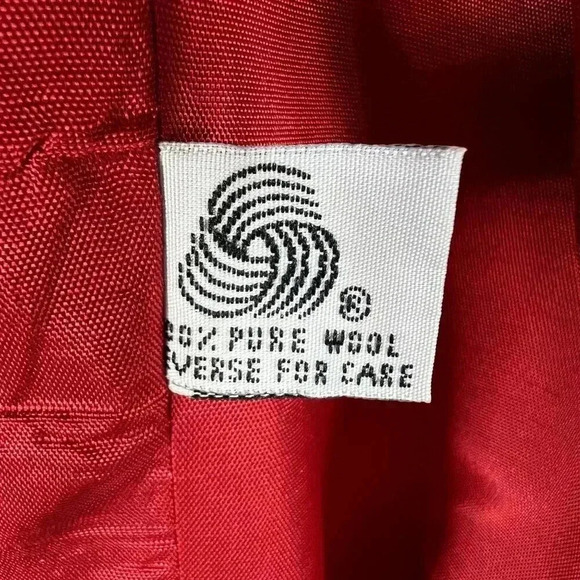 DUMAS Womens Sz XL 100% Pure Wool Blazer Lined Holiday Red Career Wear Old Money - Picture 14 of 16